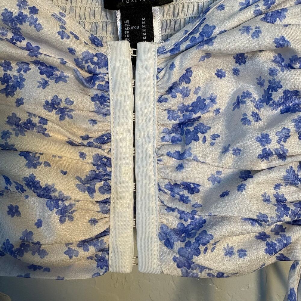 Coquette Ditsy Floral Milkmaid Crop Top Regency Bridgerton Romantic Feminine M - Picture 4 of 9